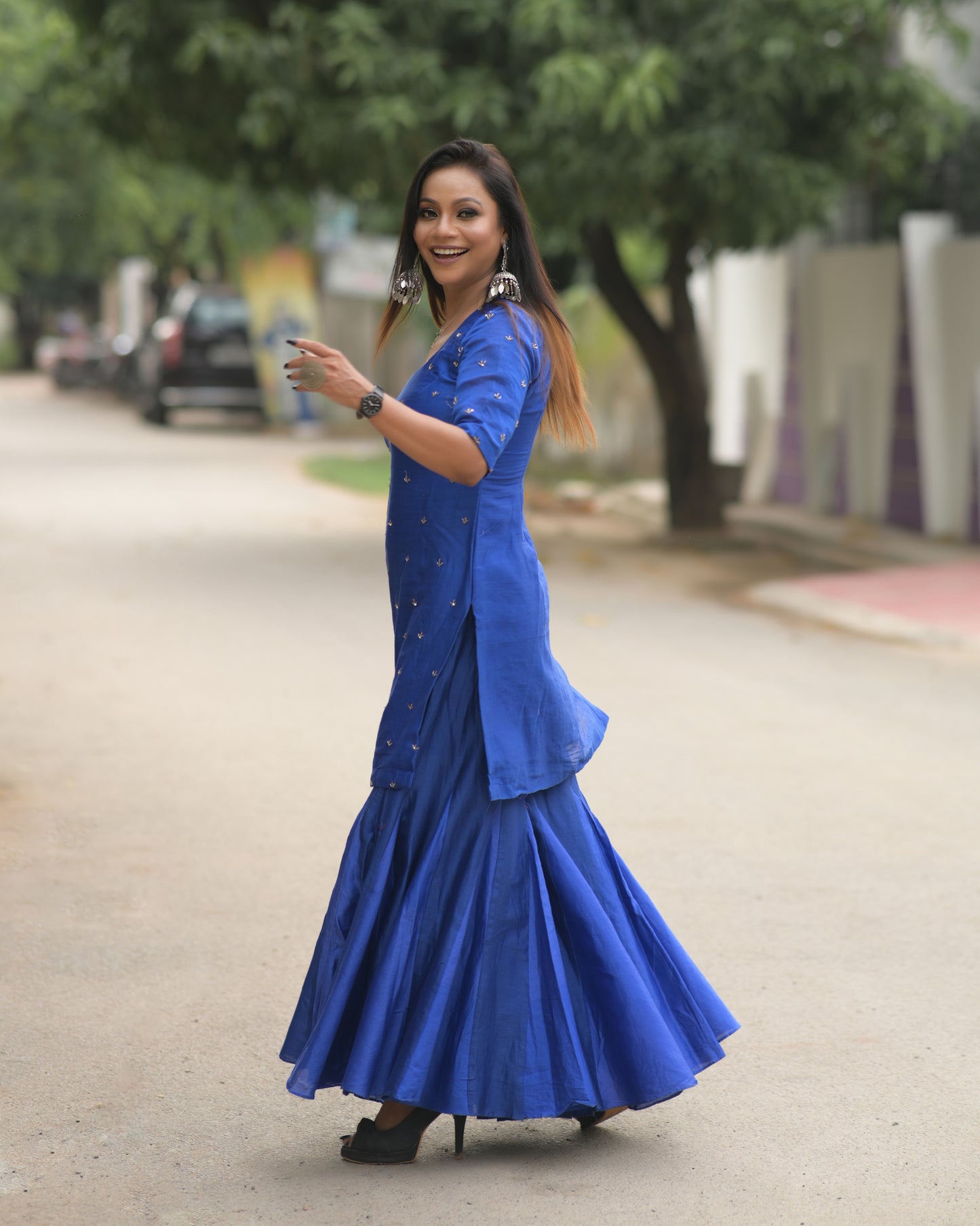 ROYAL BLUE SHARARA SET