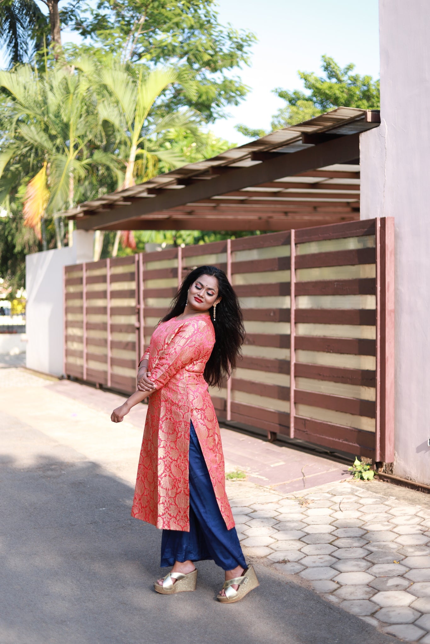 PITCH-BLUE BANARASI KURTA SET