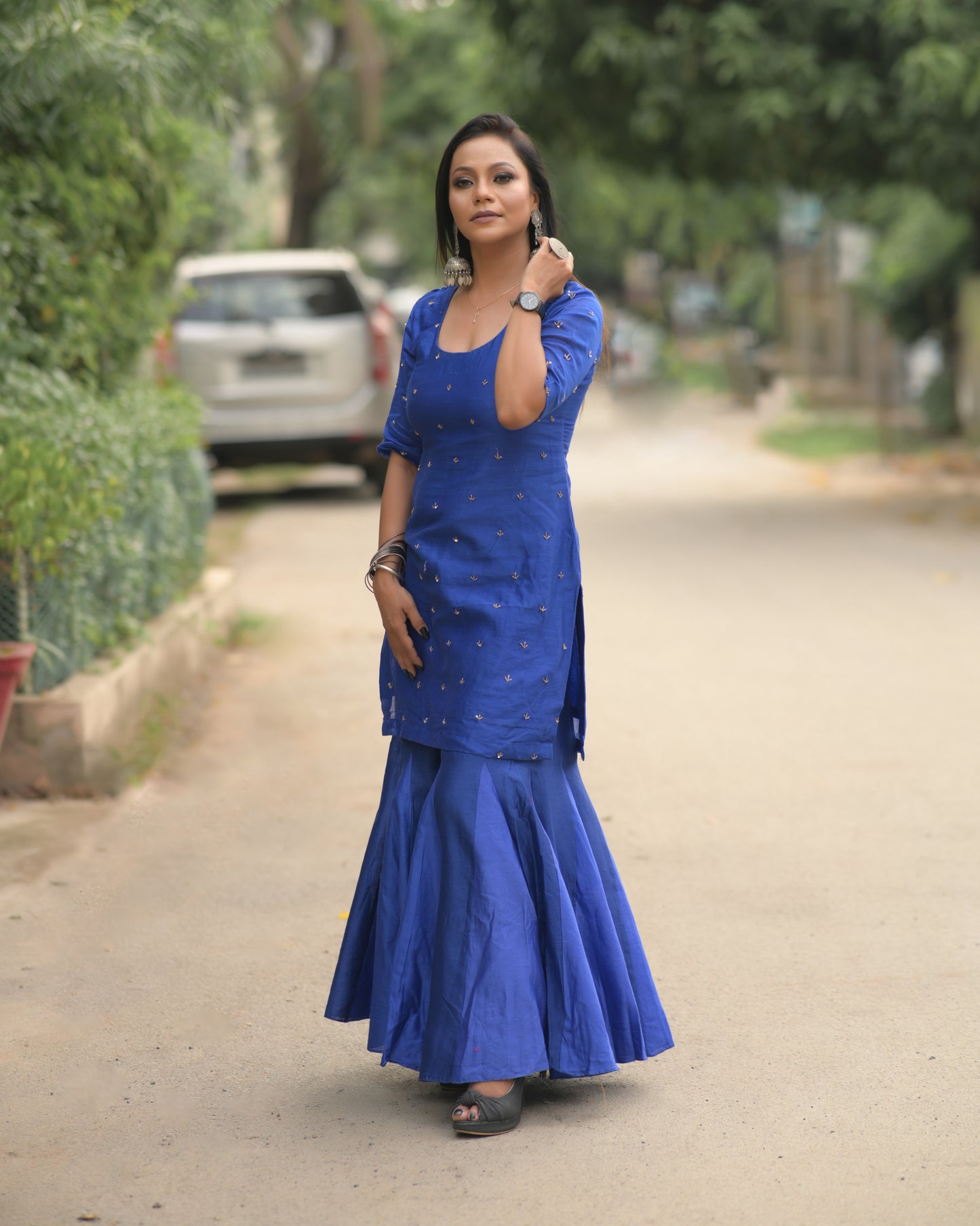 ROYAL BLUE SHARARA SET