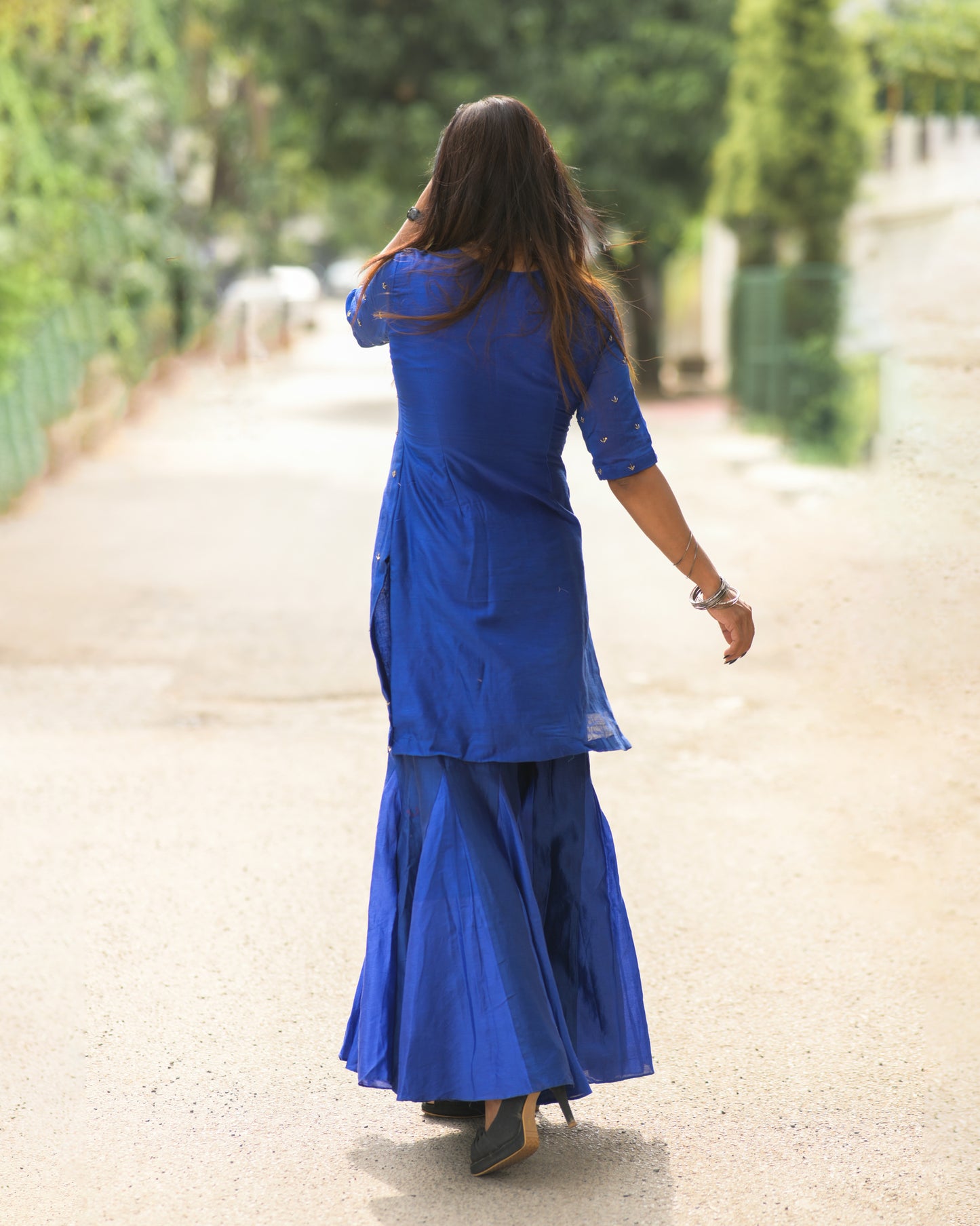 ROYAL BLUE SHARARA SET