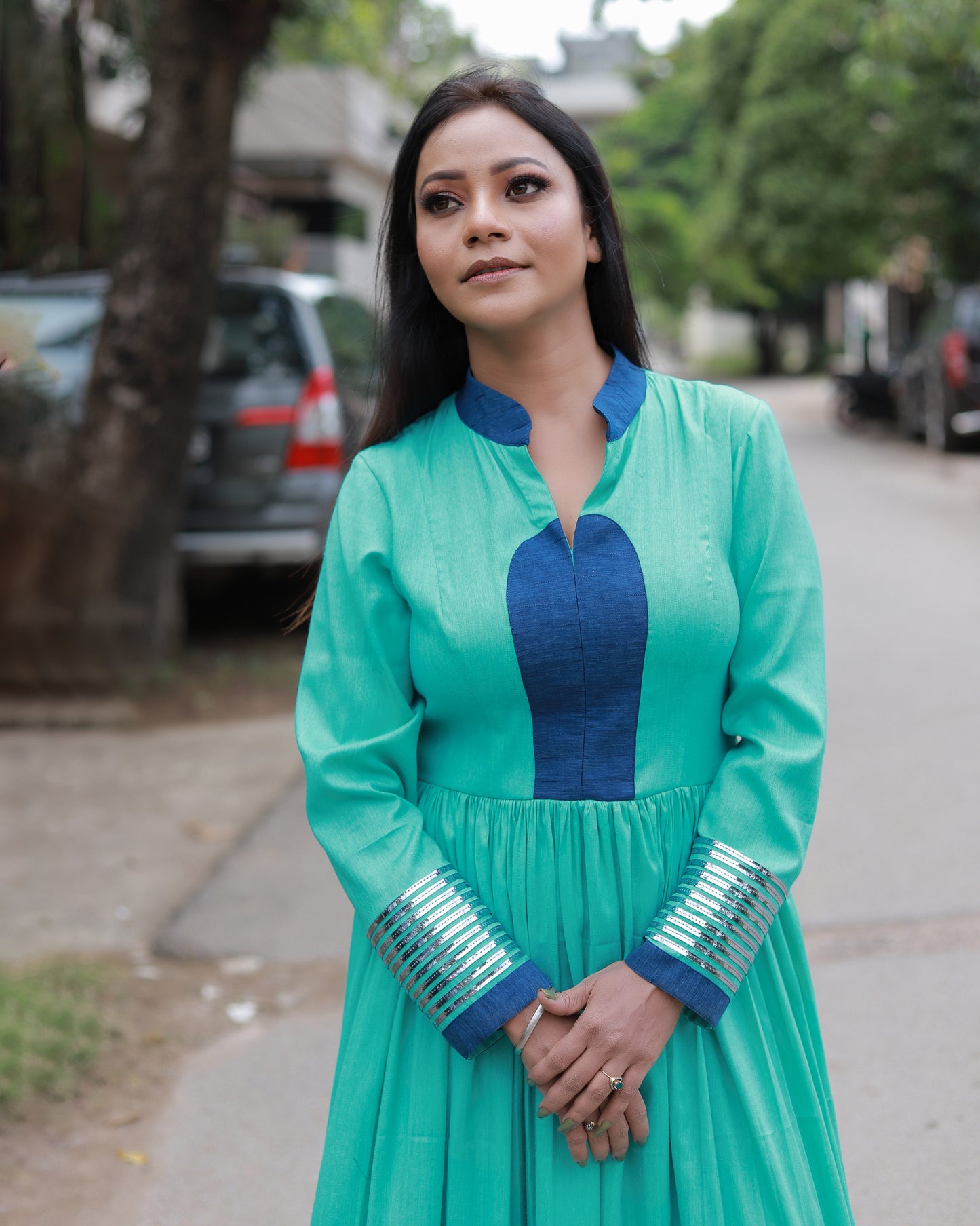 TURQUOISE - NEAVY BLUE DRESS