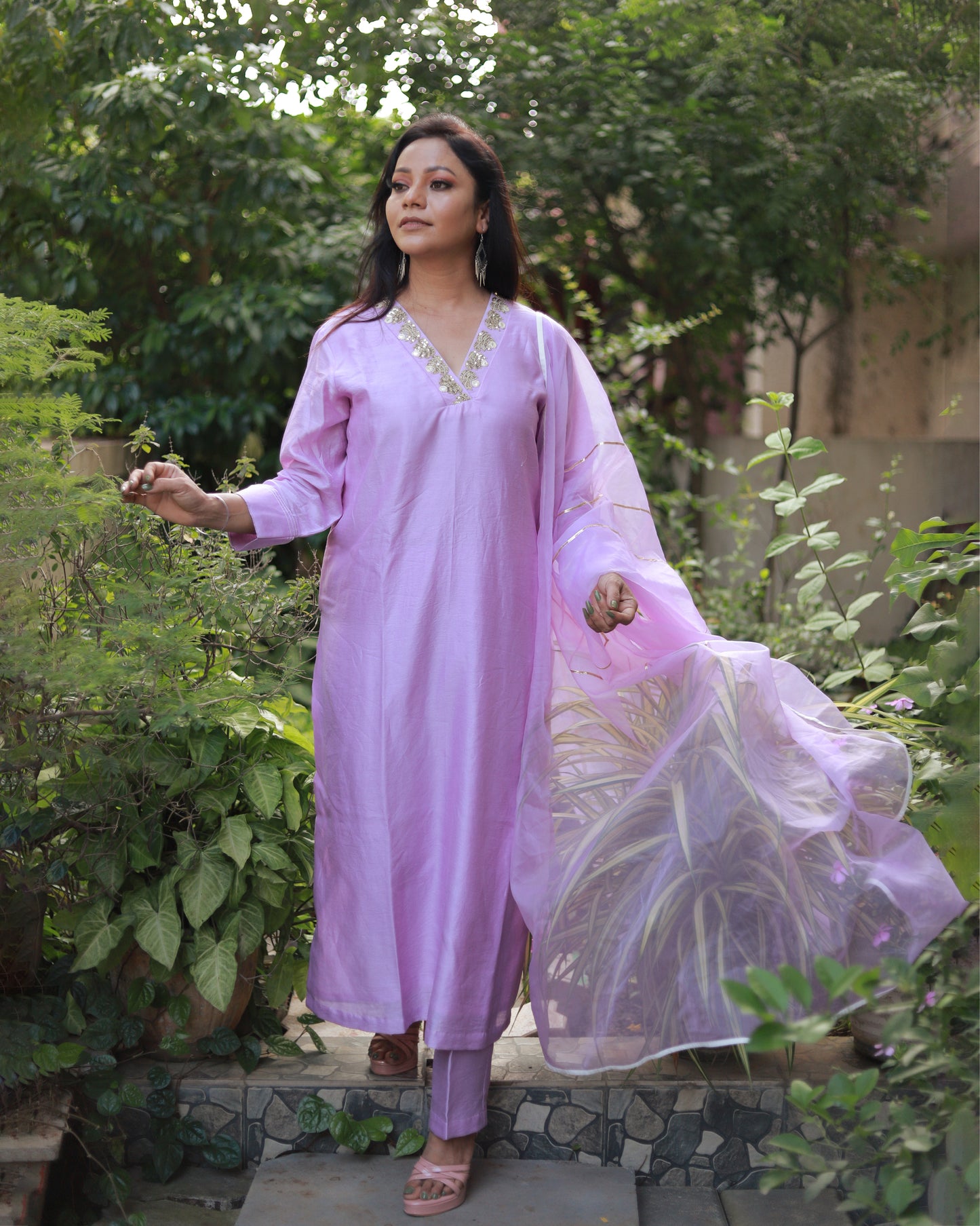 LILAC CHANDERI SUIT SET