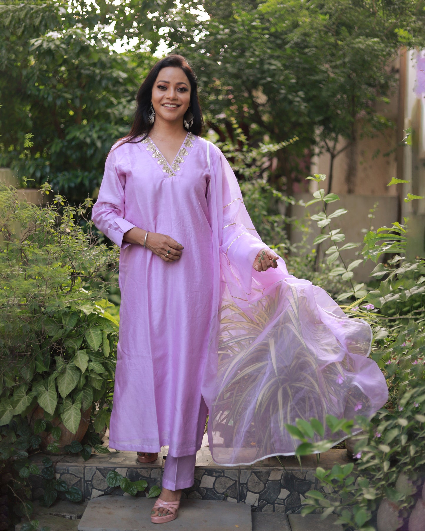 LILAC CHANDERI SUIT SET