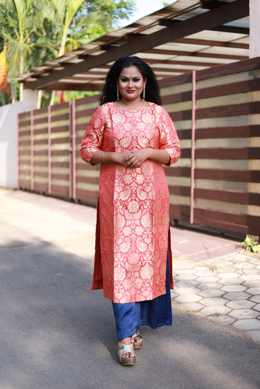 PITCH-BLUE BANARASI KURTA SET