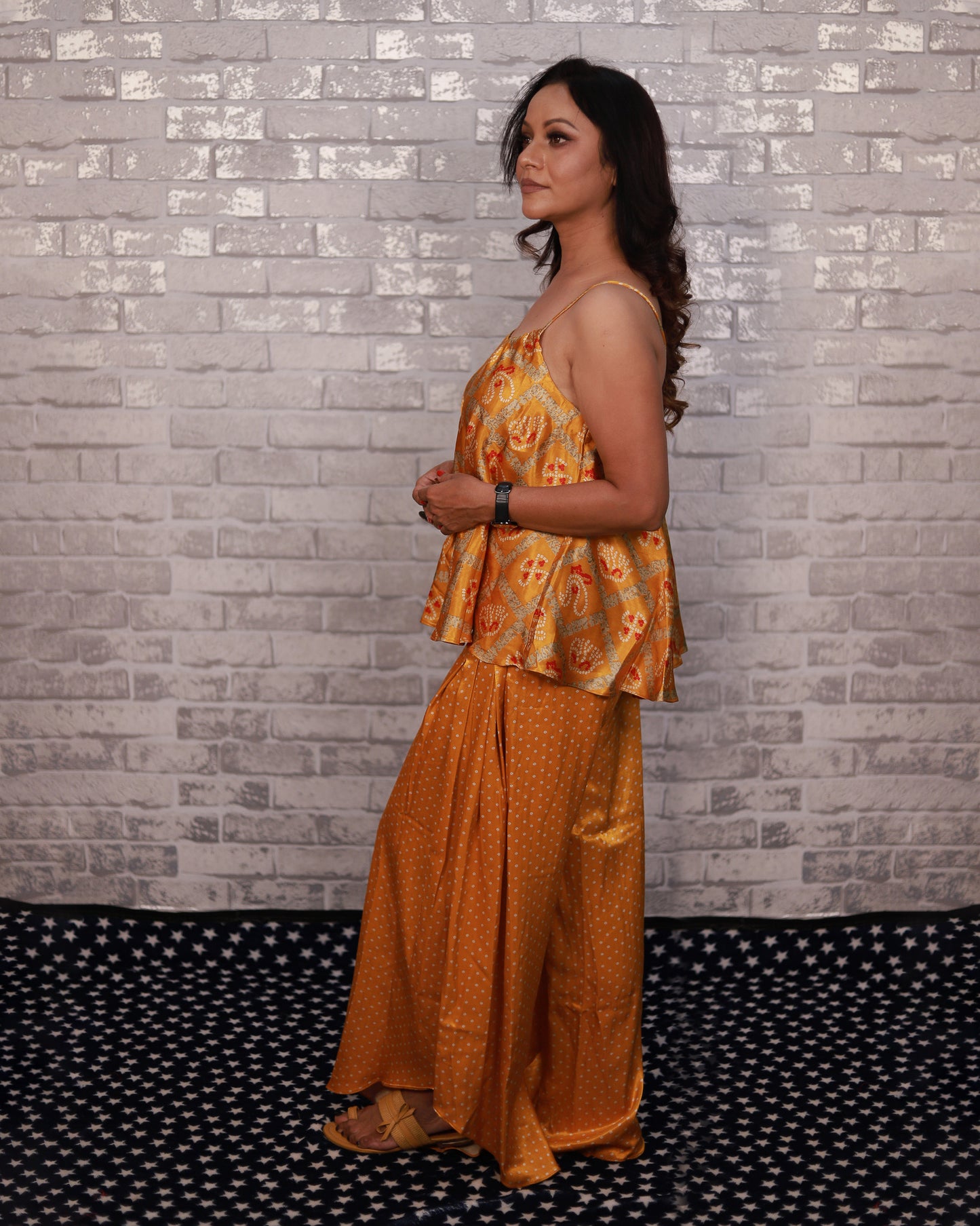 YELLOW GAJJI SILK PRINTED CO-ORD SET