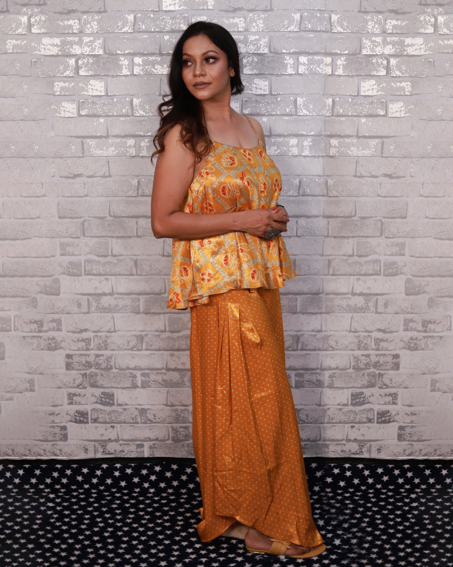 YELLOW GAJJI SILK PRINTED CO-ORD SET