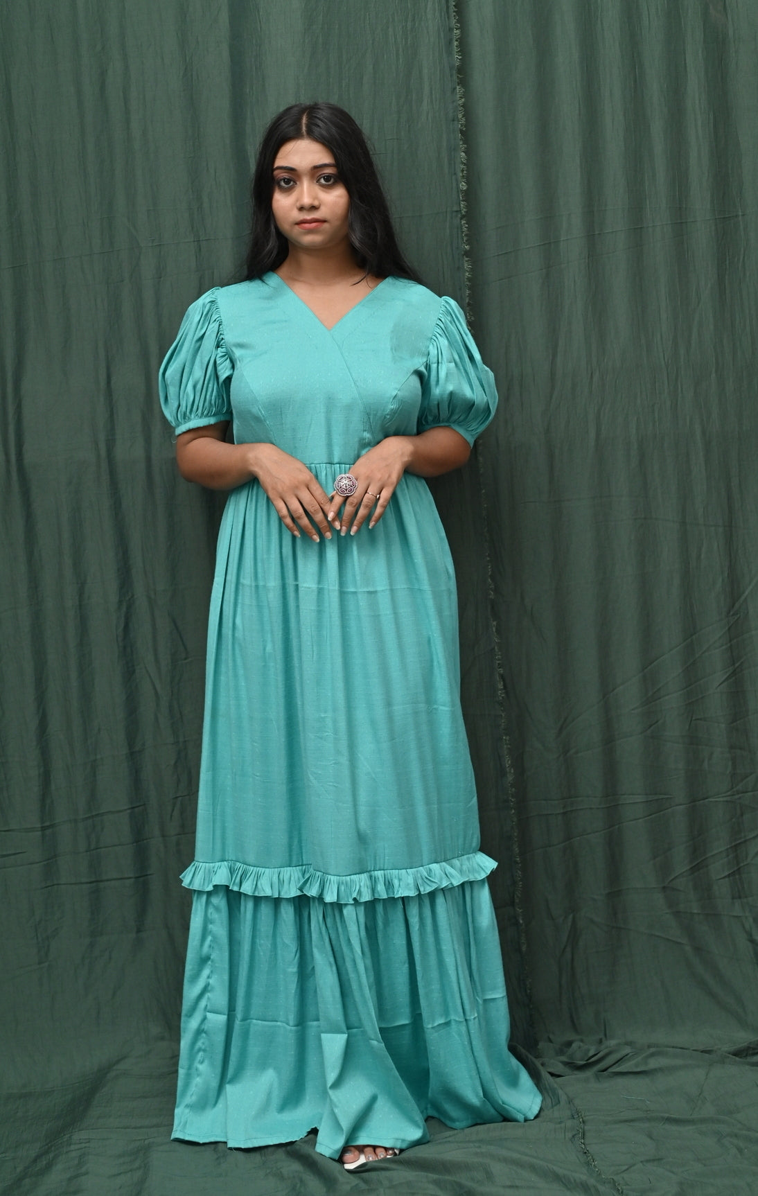 SEA BLUE COTTON DRESS