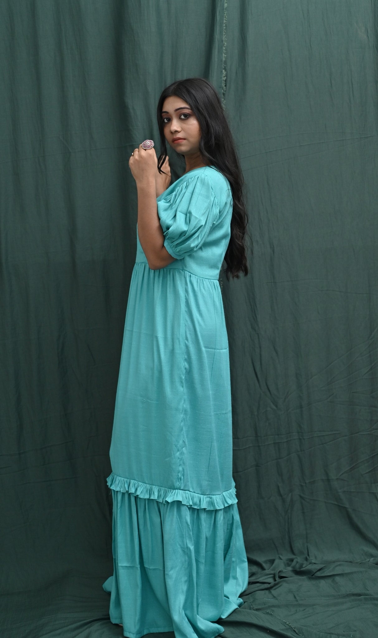 SEA BLUE COTTON DRESS