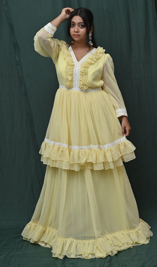 LEMON YELLOW LAYERED DRESS