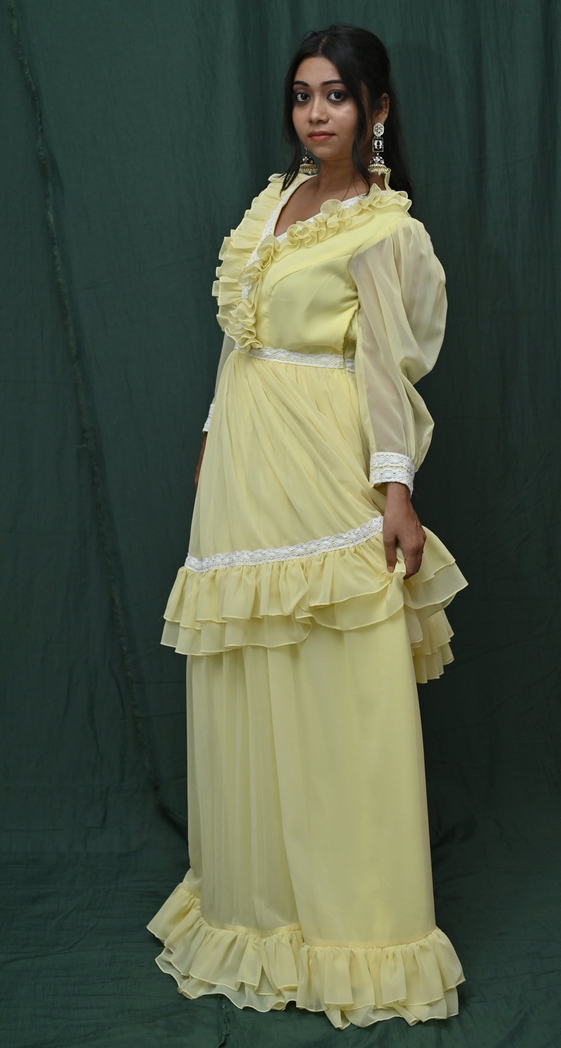 LEMON YELLOW LAYERED DRESS